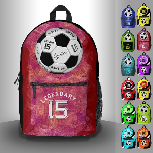 Personalized Soccer Ball Birthday  | Age Name Text Bedruckter Rucksack