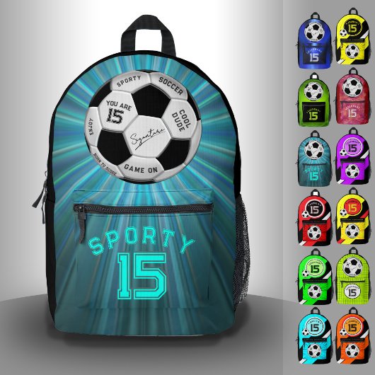 Personalized Soccer Ball Birthday  | Age Name Text Bedruckter Rucksack