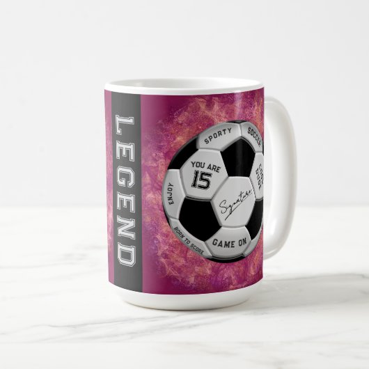 Personalized Soccer Ball Birthday  | Age Name Text Kaffeetasse (VorderseiteRechts)