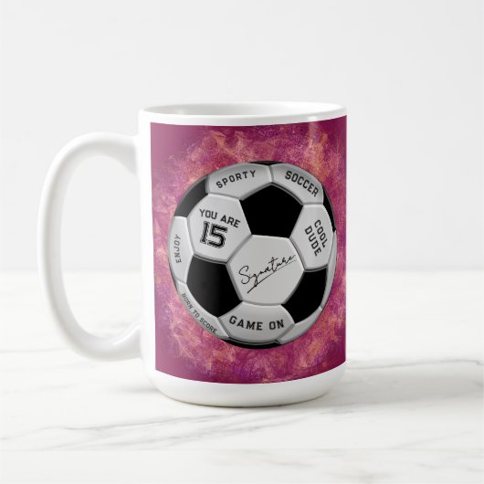 Personalized Soccer Ball Birthday  | Age Name Text Kaffeetasse (Links)