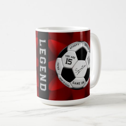 Personalized Soccer Ball Birthday  | Age Name Text Kaffeetasse (VorderseiteRechts)