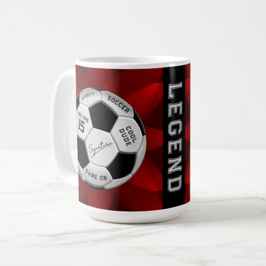Personalized Soccer Ball Birthday  | Age Name Text Kaffeetasse (Vorderseite Links)