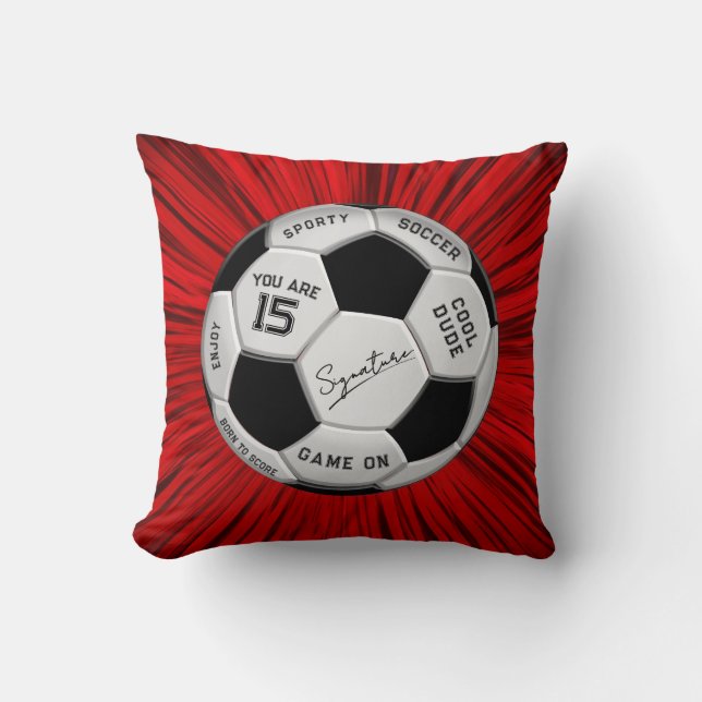 Personalized Soccer Ball Birthday | Age Name Text Kissen (Vorderseite)