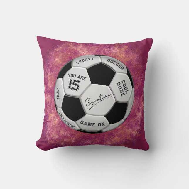 Personalized Soccer Ball Birthday  | Age Name Text Kissen (Vorderseite)