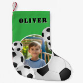 Personalized Soccer Ball Football Boy Photo  Kleiner Weihnachtsstrumpf (Vorderseite)