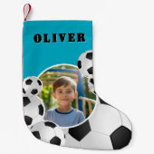 Personalized Soccer Ball Football Boy Photo Kleiner Weihnachtsstrumpf (Vorderseite)