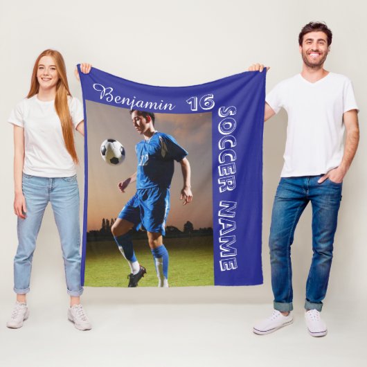 Personalized soccer player team fleecedecke (Beispiel)