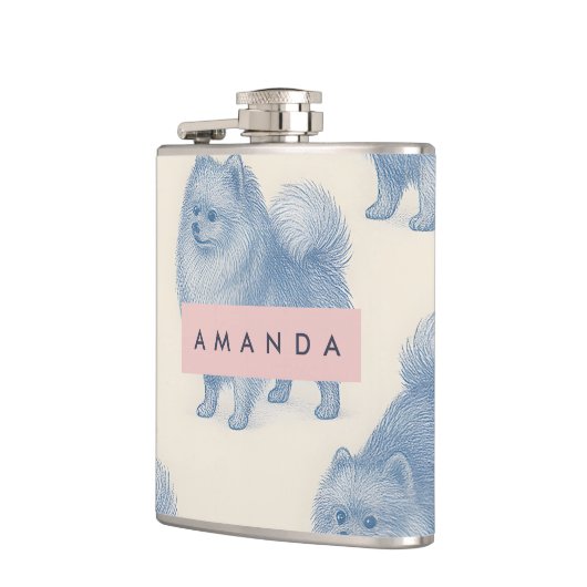 Personalized Soft and Cute Pomeranian Pattern Flachmann (Links)