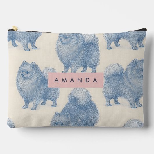 Personalized Soft and Cute Pomeranian Pattern Zubehörtasche (Vorderseite)