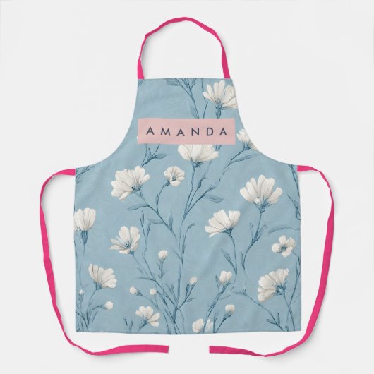 Personalized Soft Blue Wildflower Botanical Style Schürze (Vorderseite)