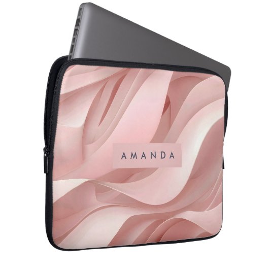 Personalized Soft Blush Pink Abstract Flow Design Laptopschutzhülle (Vorne Rechts)