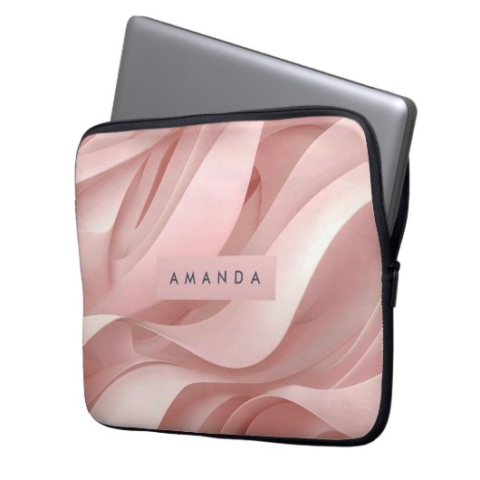 Personalized Soft Blush Pink Abstract Flow Design Laptopschutzhülle (Vorderseite Links)