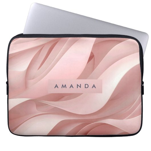 Personalized Soft Blush Pink Abstract Flow Design Laptopschutzhülle (Vorderseite)