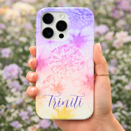 Personalized Soft Cotton Candy Floral iPhone Hülle