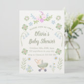 Personalized Soft Floral Baby Shower Einladung (Stehend Vorderseite)