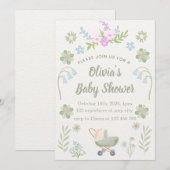 Personalized Soft Floral Baby Shower Einladung (Vorne/Hinten)
