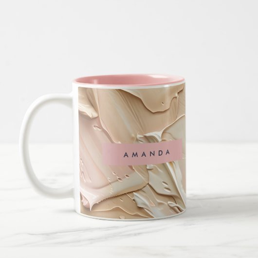 Personalized Soft Neutral Paint Texture Zweifarbige Tasse (Links)