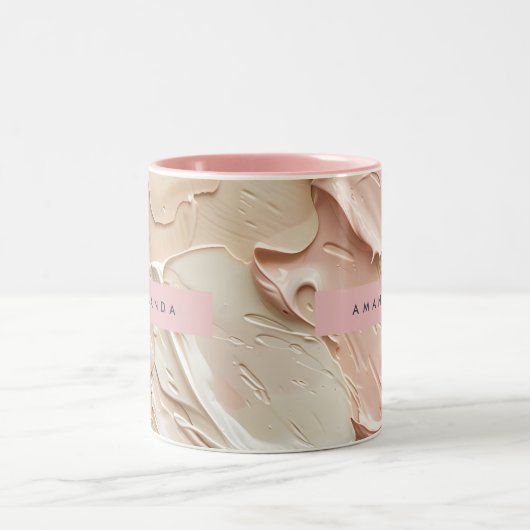 Personalized Soft Neutral Paint Texture Zweifarbige Tasse (Mittel)