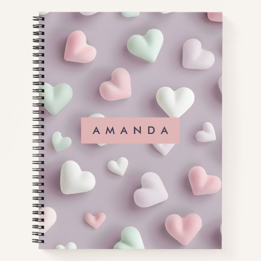 Personalized Soft Pastel Candy Hearts Notizblock (Vorderseite)