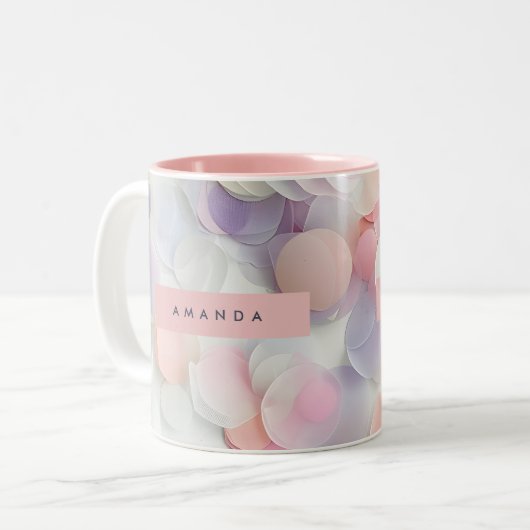Personalized Soft Pastel Confetti Design Zweifarbige Tasse (Vorderseite Links)