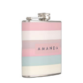 Personalized Soft Pastel Rainbow Stripes Flachmann (Rechts)