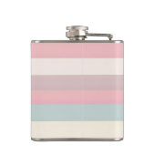 Personalized Soft Pastel Rainbow Stripes Flachmann (Rückseite)