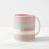 Personalized Soft Pastel Rainbow Stripes Zweifarbige Tasse (VorderseiteRechts)