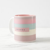 Personalized Soft Pastel Rainbow Stripes Zweifarbige Tasse (Vorderseite Links)