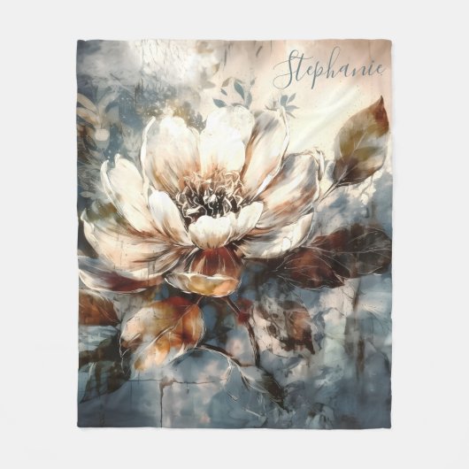 Personalized Soft Peony Watercolor Bloom Fleecedecke (Vorderseite)
