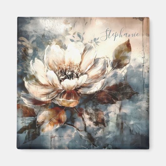 Personalized Soft Peony Watercolor Bloom Magnet (Vorne)