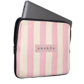 Personalized Soft Pink and Cream Stripe Laptopschutzhülle (Vorne Rechts)