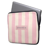 Personalized Soft Pink and Cream Stripe Laptopschutzhülle (Vorderseite Links)