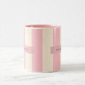 Personalized Soft Pink and Cream Stripe Zweifarbige Tasse (Mittel)