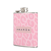 Personalized Soft Pink Leopard Print Flachmann (Links)