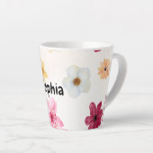 Personalized Soft Watercolor Floral Name Latte Mug Milchtasse (Rechte Ecke)