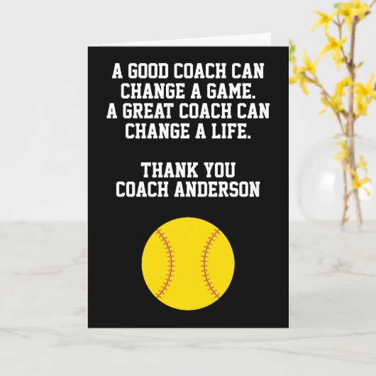 Personalized Softball Coach From Team Players Karte (Gelbe Blume)