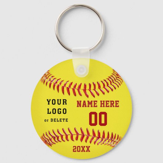 Personalized Softball Keychains Your Text and Logo Schlüsselanhänger (Vorderseite)
