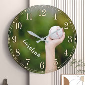 Personalized Softball Pitcher Custom Name Große Wanduhr