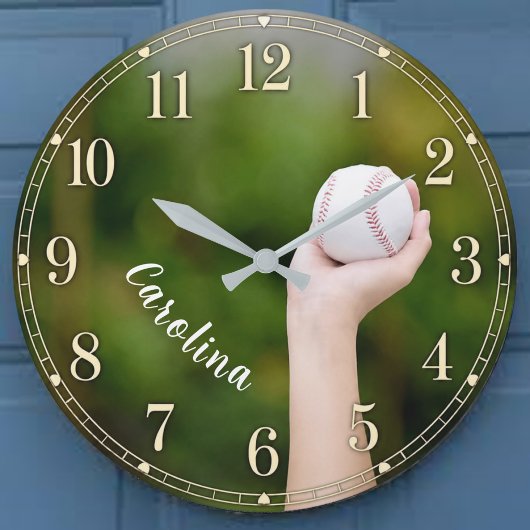 Personalized Softball Pitcher Custom Name Große Wanduhr