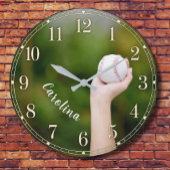 Personalized Softball Pitcher Custom Name Große Wanduhr