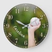Personalized Softball Pitcher Custom Name Große Wanduhr (Vorderseite)