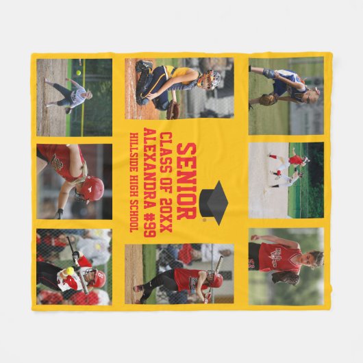 Personalized Softball Senior Night Graduation Grad Fleecedecke (Vorderseite (Horizontal))