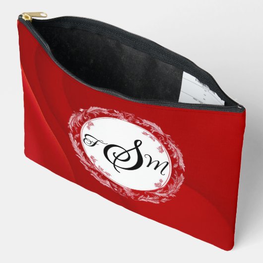 Personalized Solid Red Cosmetic Bag Zubehörtasche (Offen)