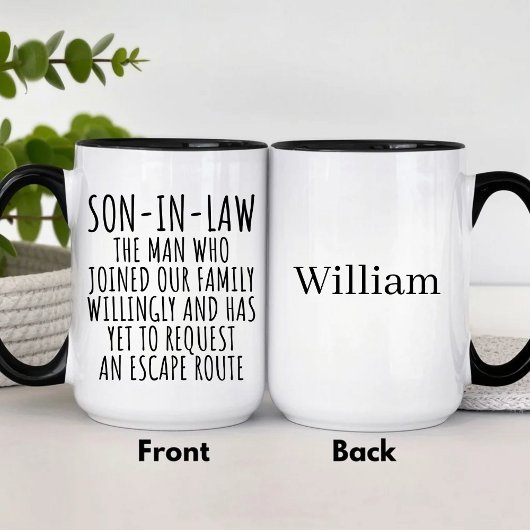 Personalized Son in Law  Tasse
