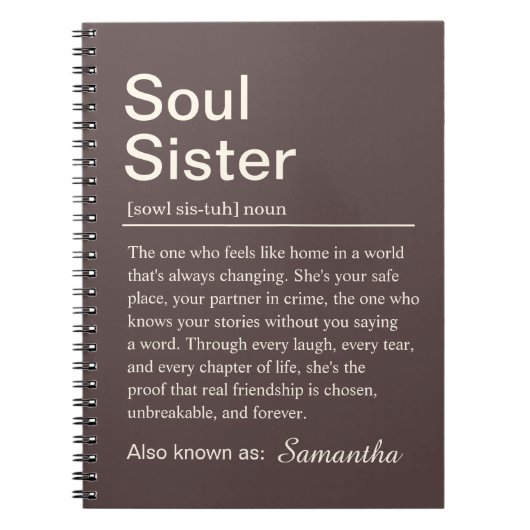 Personalized Soul Sister Definition Notizblock (Vorderseite)