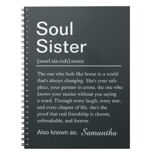 Personalized Soul Sister Definition Notizblock (Vorderseite)