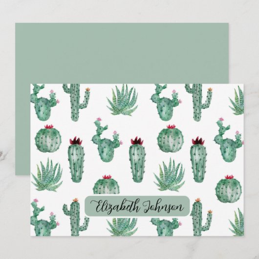 Personalized Southwest Cactus Botanical Note Card Mitteilungskarte (Vorne/Hinten)