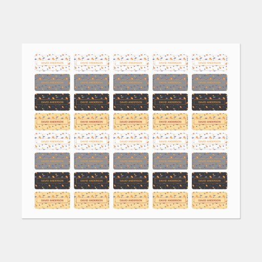 Personalized Space Name Labels neutral Set Etiketten (Blatt)