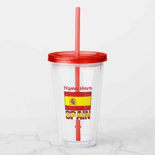 Personalized Spain Flag Heritage Design Acryltrinkbecher (Vorderseite)