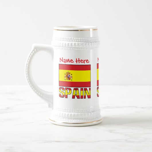 Personalized Spain Flag Heritage Design Bierglas (Links)